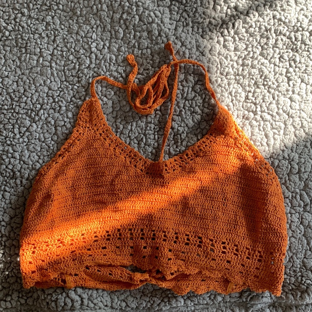 O’Neill orange crochet top